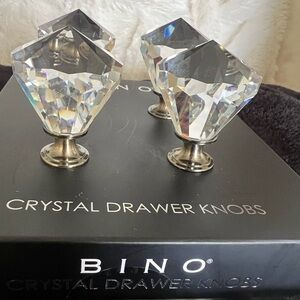 BINO 4 Piece Faceted Crystal Drawer Knobs / Pull Handles